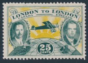 1927 LONDON to LONDON FLIGHT 25 cents, green and yellow